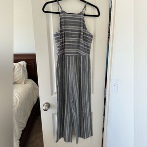 Heartloom Gray Striped Jumpsuit